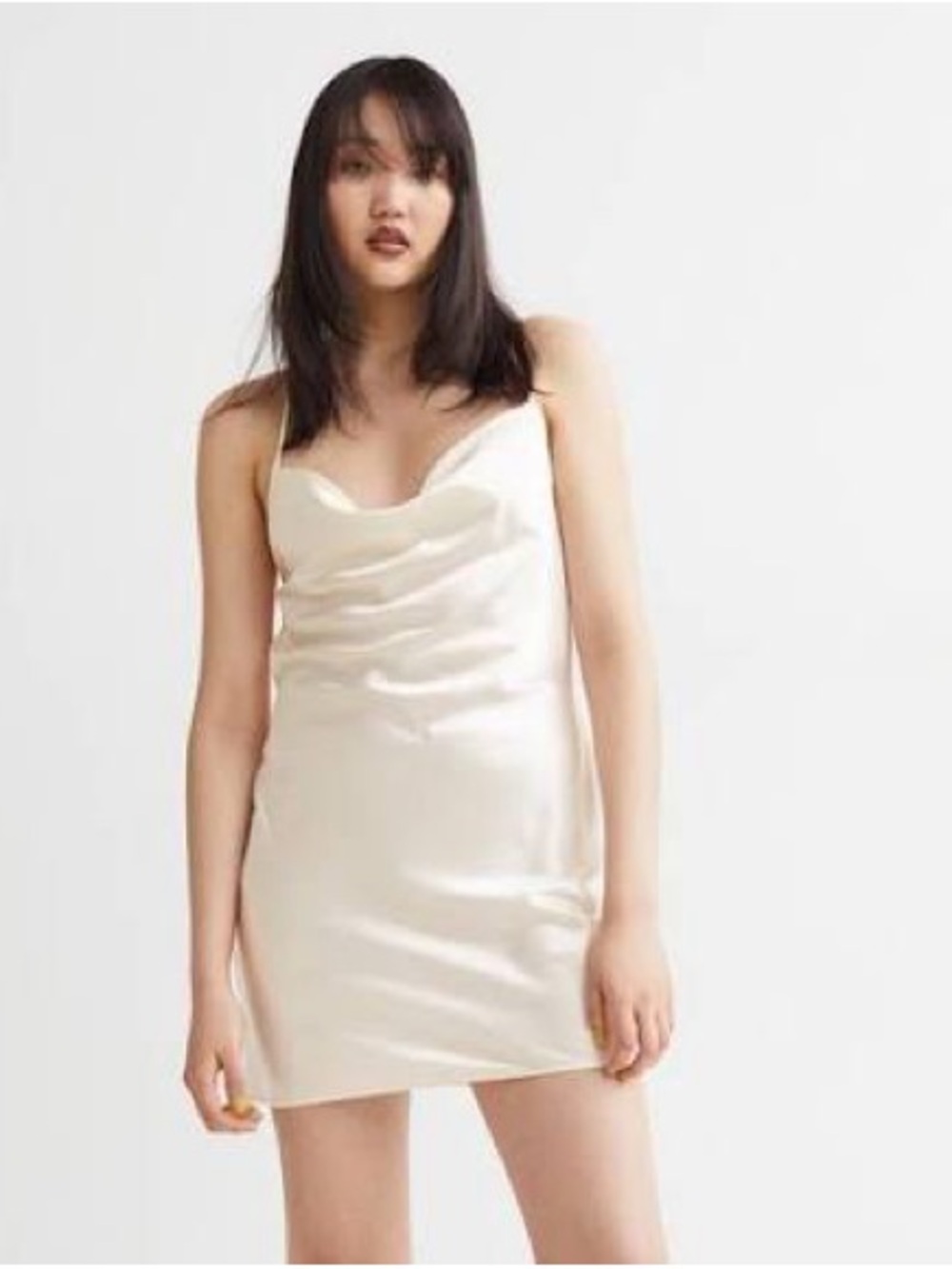 H&M Ivory Satin Slip Dress